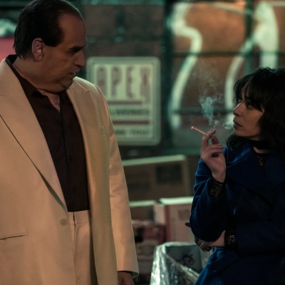 Oz Cobb (Colin Farrell) and Sofia Falcone (Cristin Milioti) in The Penguin